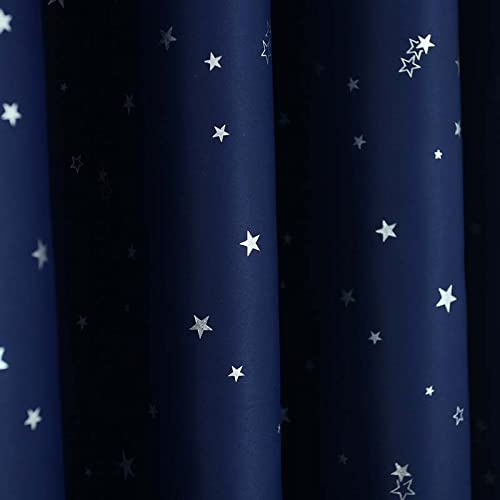 Deep Blue Thermal Blackout Curtains for Living Room