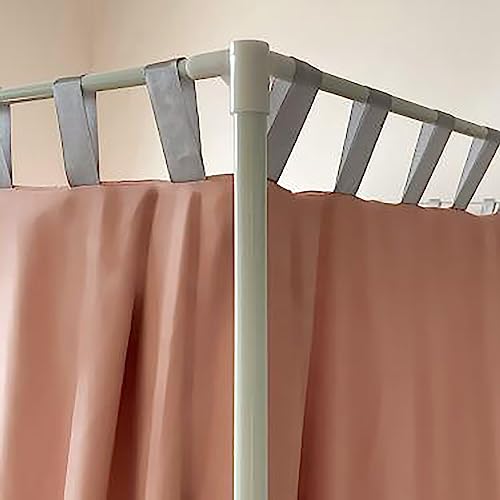 California King Canopy Bed Frame with Gray Curtains