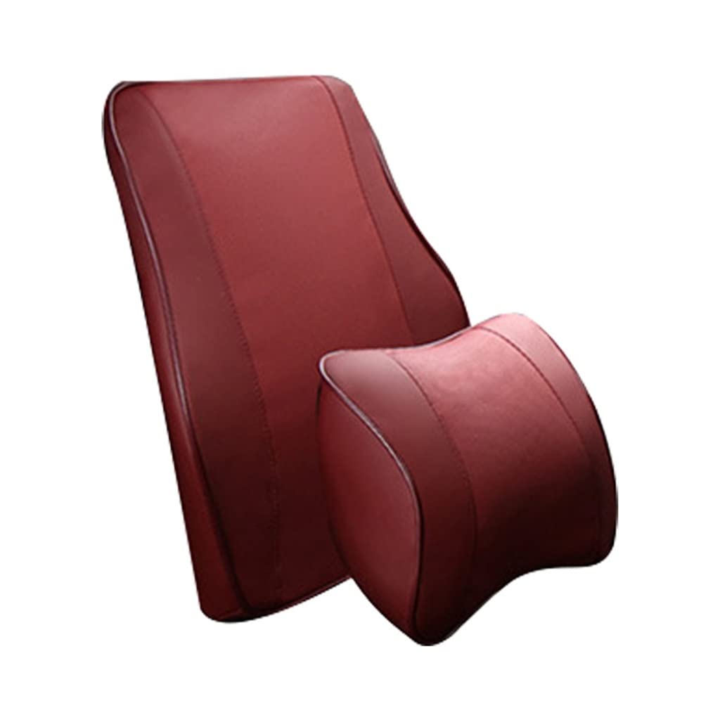 SDREYKUF Memory Foam Car Neck Pillow & Lumbar Cushion Set
