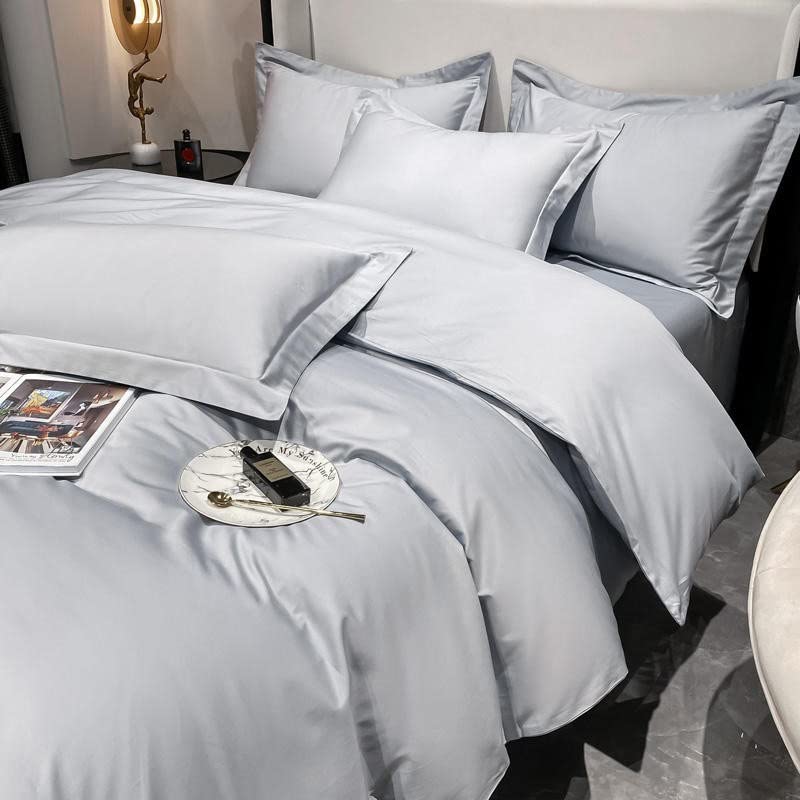 NERHWIVS 6-Piece Solid Cotton Duvet Cover Bedding Set