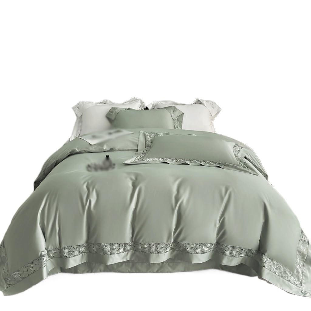 GVRMLDF 4-Piece Long-Staple Cotton Satin Duvet Bedding Set