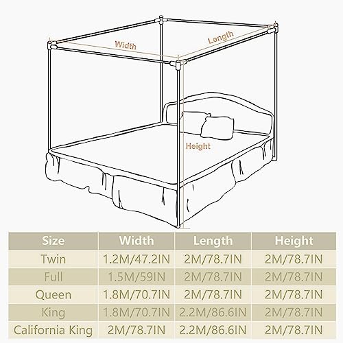 California King Canopy Bed Frame with Gray Curtains
