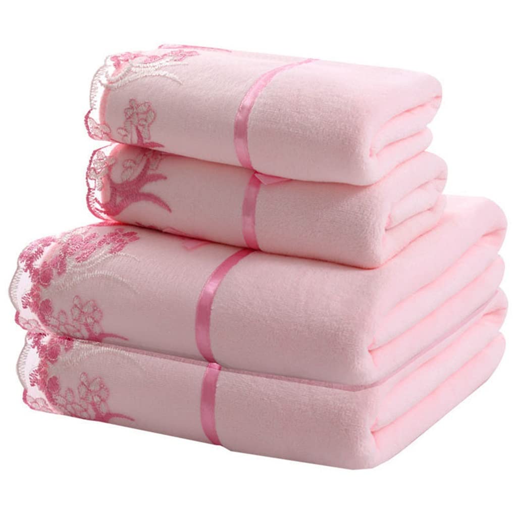 Lace Embroidered Quick-Dry Microfiber Bath Towel Set