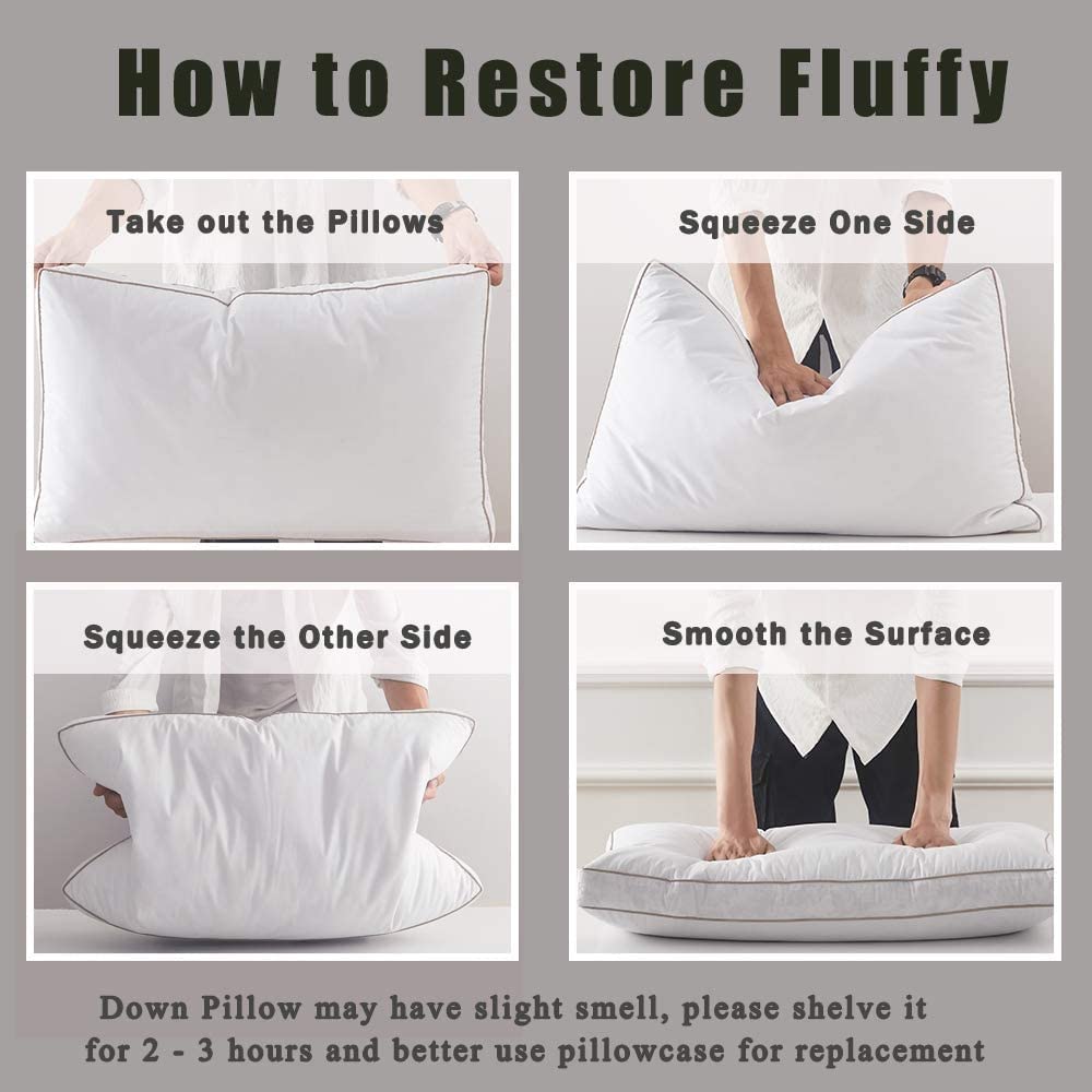 RYLMSM Cotton Shell Down Neck Pillow for King & Queen Beds