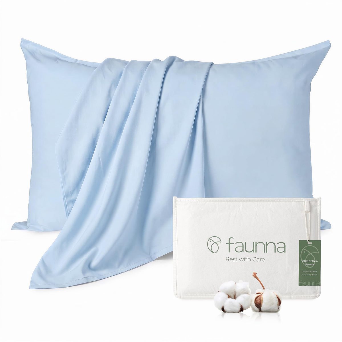 FAUNNA 2-Pack Cotton Pillow Protectors & Twin XL Duvet Cover