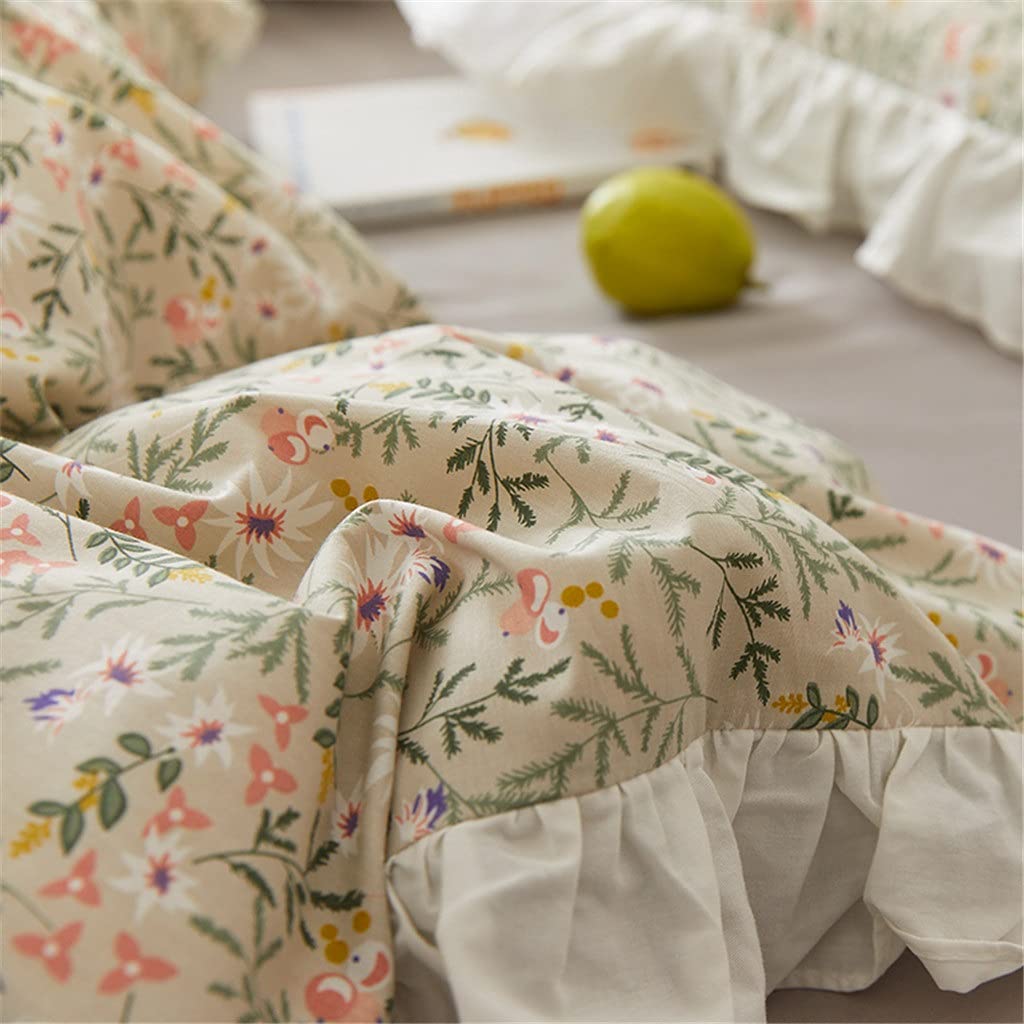 NRFJFOP Vintage Ruffled Floral Cotton Pillowcases Pair 48x74cm