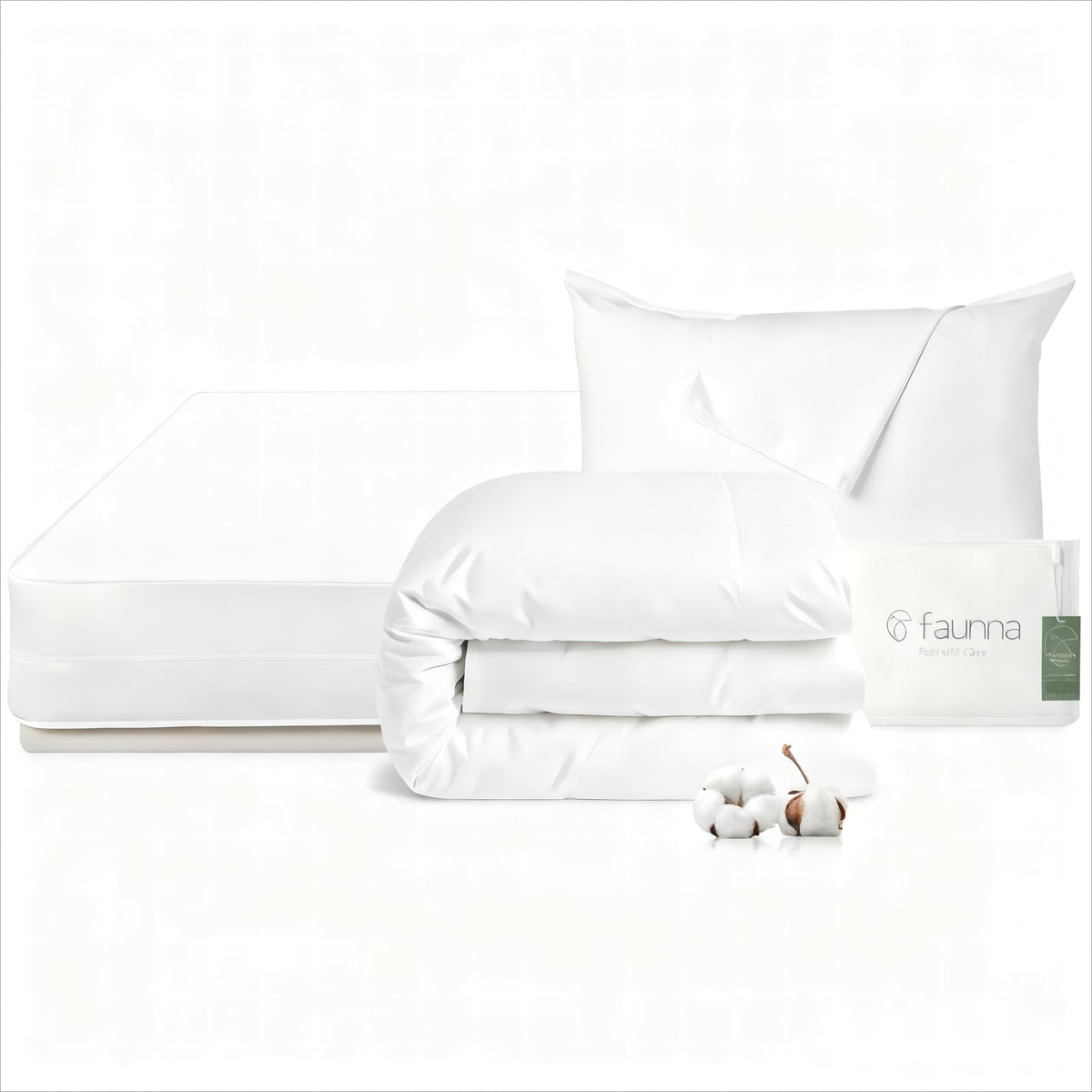 FAUNNA Cotton Bed Bug & Dust Mite Queen Protector Set