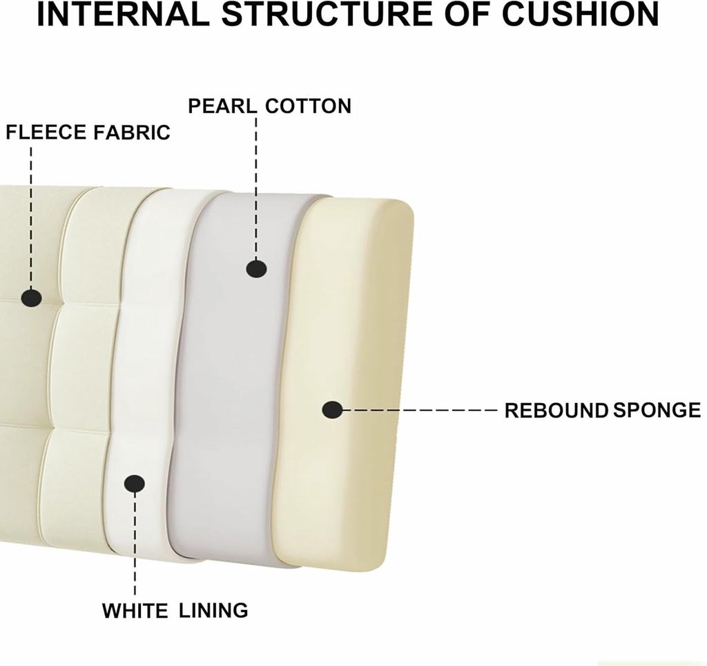 XFYGQTOM Gray Upholstered Headboard Reading Pillow with Straps