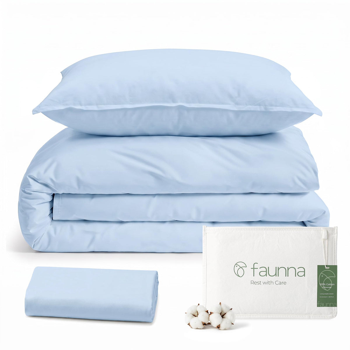 FAUNNA 2-Pack Cotton Pillow Protectors & Twin XL Duvet Cover