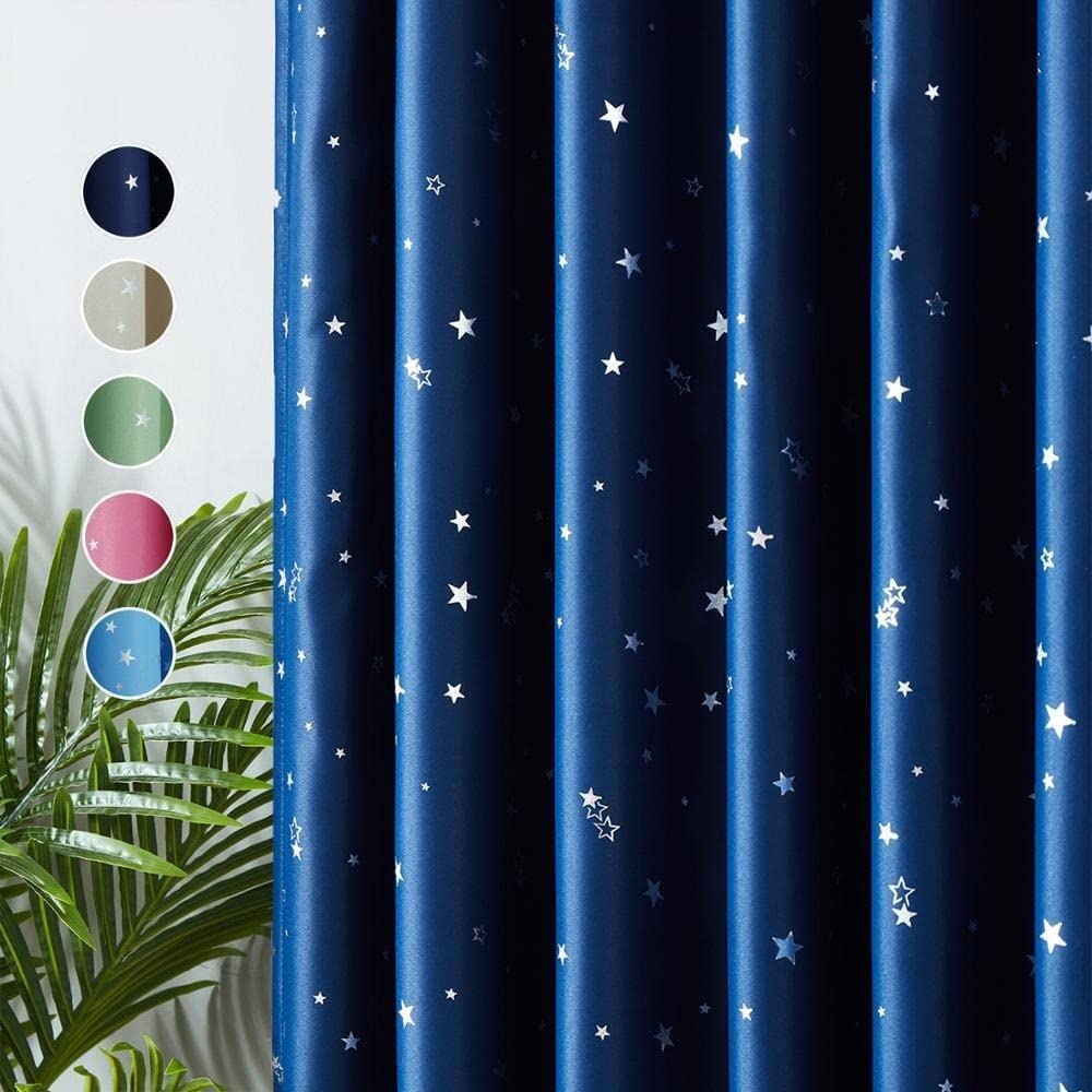Deep Blue Thermal Blackout Curtains for Living Room