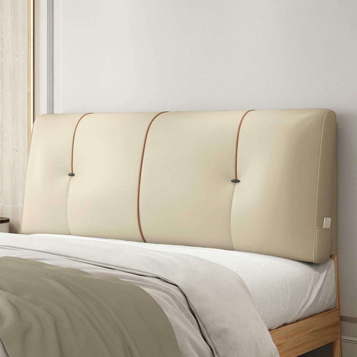 XFYGQTOM Faux Leather Twin Headboard Pillow with Removable Cover