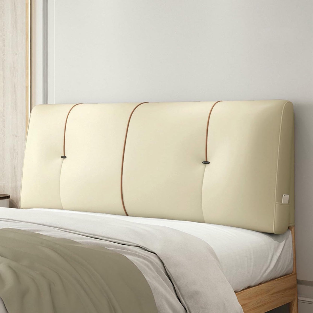 XFYGQTOM Faux Leather Twin Headboard Pillow with Removable Cover
