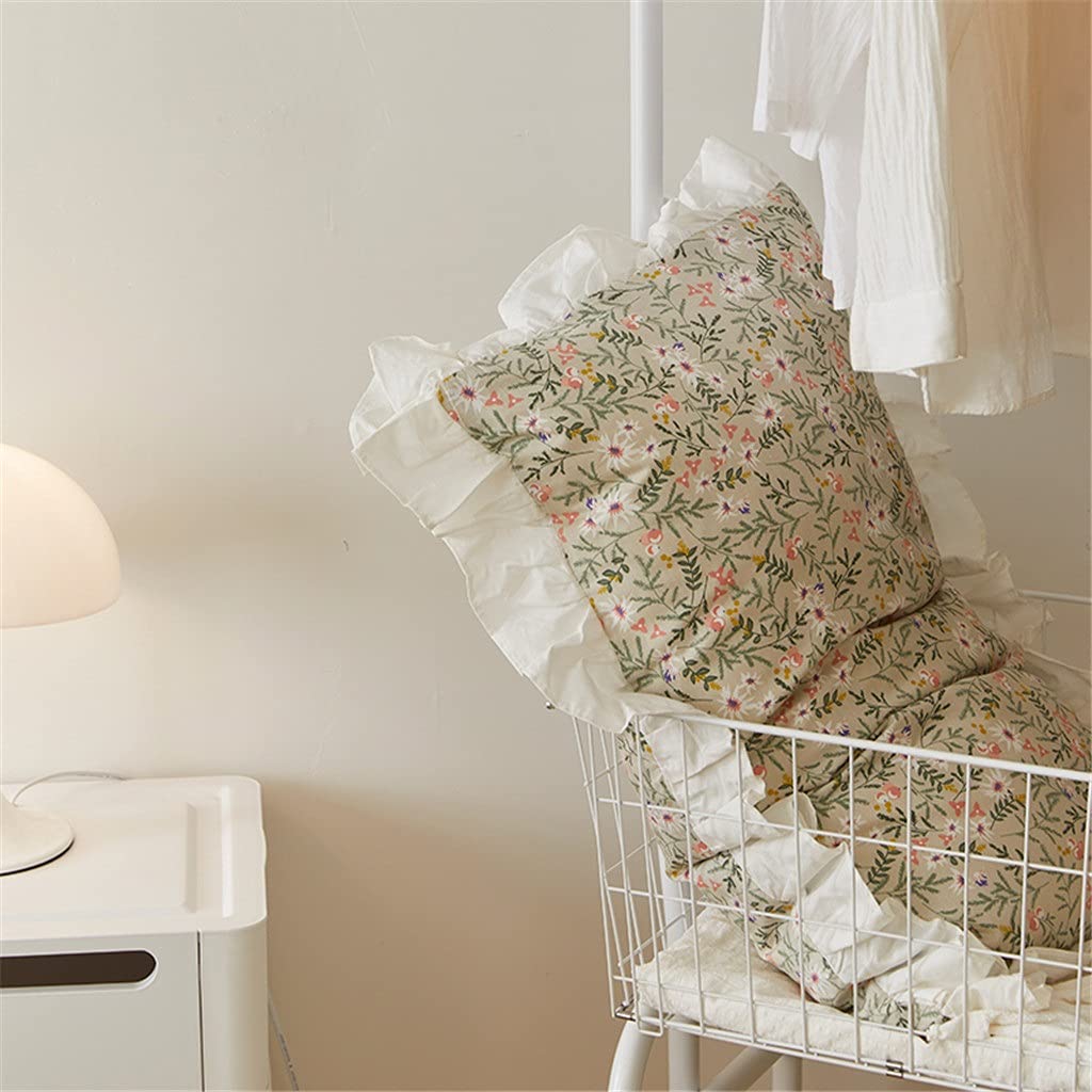 NRFJFOP Vintage Ruffled Floral Cotton Pillowcases Pair 48x74cm