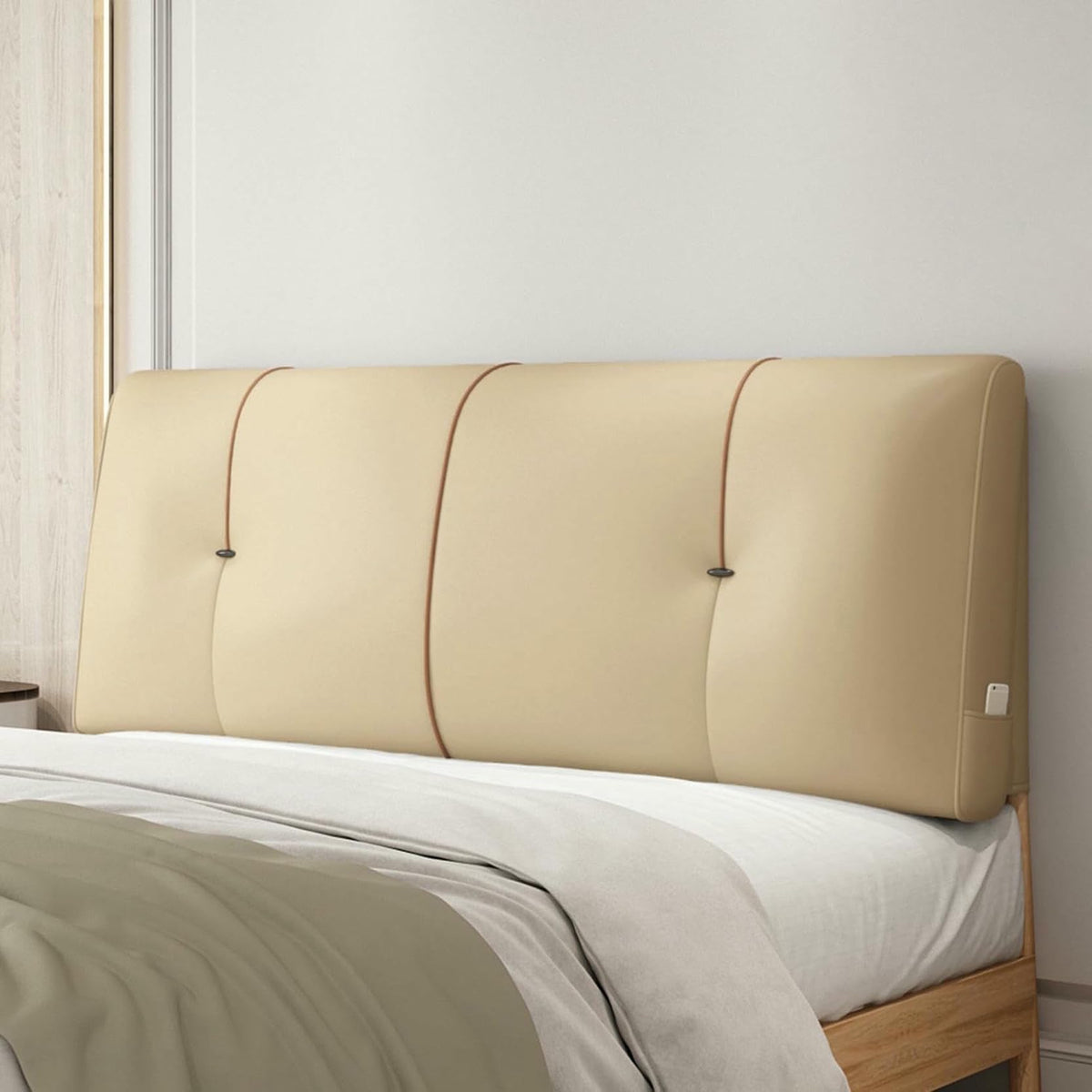 XFYGQTOM Faux Leather Twin Headboard Pillow with Removable Cover