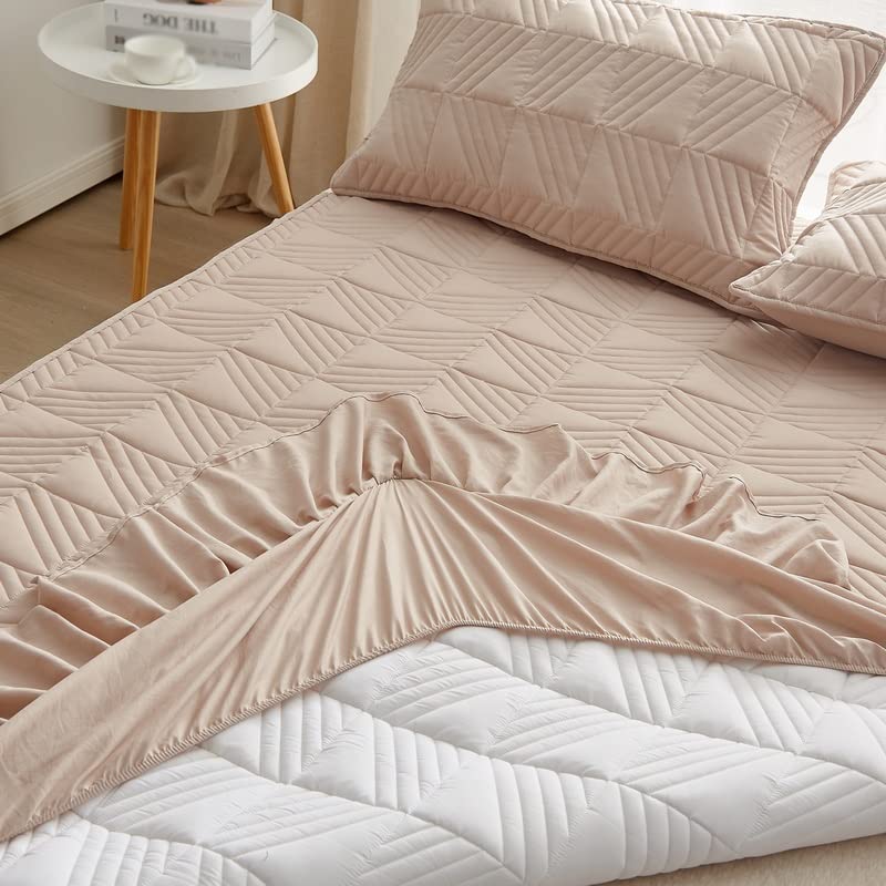 GESJKR Thickened Quilted Lace Bed Skirt & Mattress Cover