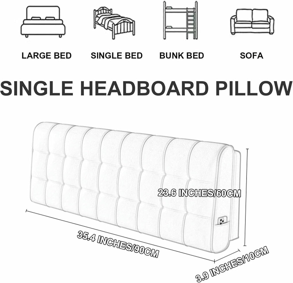 XFYGQTOM Large Upholstered Headboard Reading Wedge Pillow