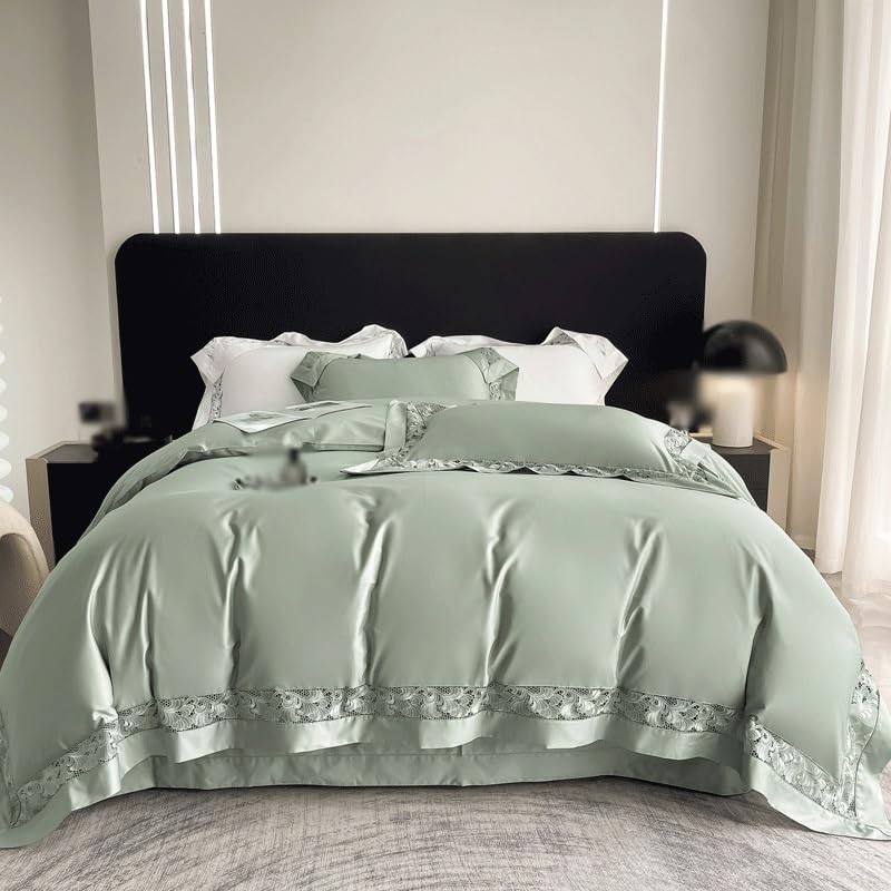 GVRMLDF 4-Piece Long-Staple Cotton Satin Duvet Bedding Set