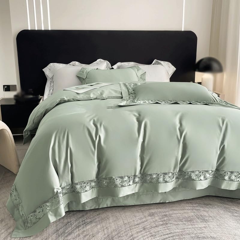 GVRMLDF 4-Piece Long-Staple Cotton Satin Duvet Bedding Set