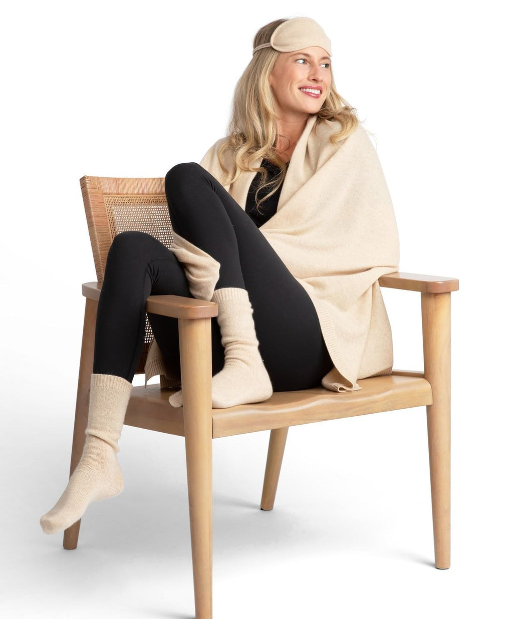 Jet&Bo 100% Cashmere Travel Set with Blanket, Mask & Socks