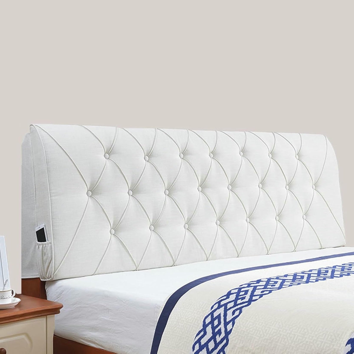 XFYGQTOM Blue Upholstered Headboard Cushion 61x23x4In