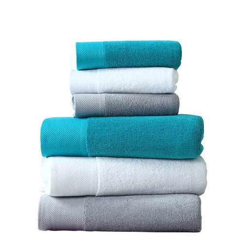 3-Piece Soft Cotton Bath, Hand & Face Towel Set - Gray