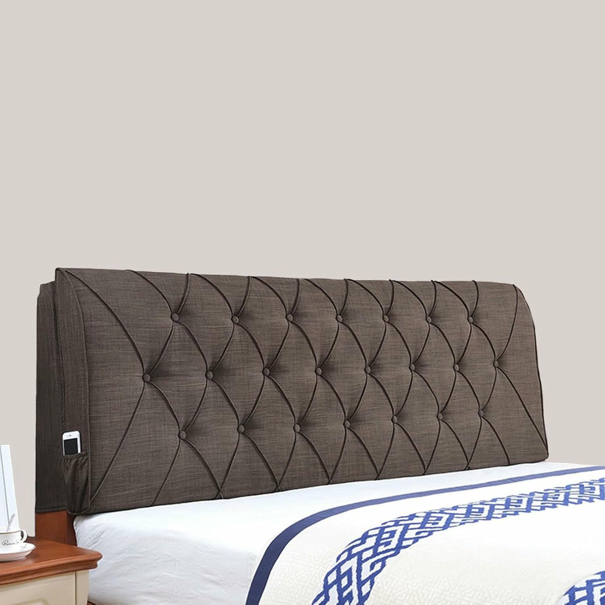 XFYGQTOM Blue Upholstered Headboard Cushion 61x23x4In
