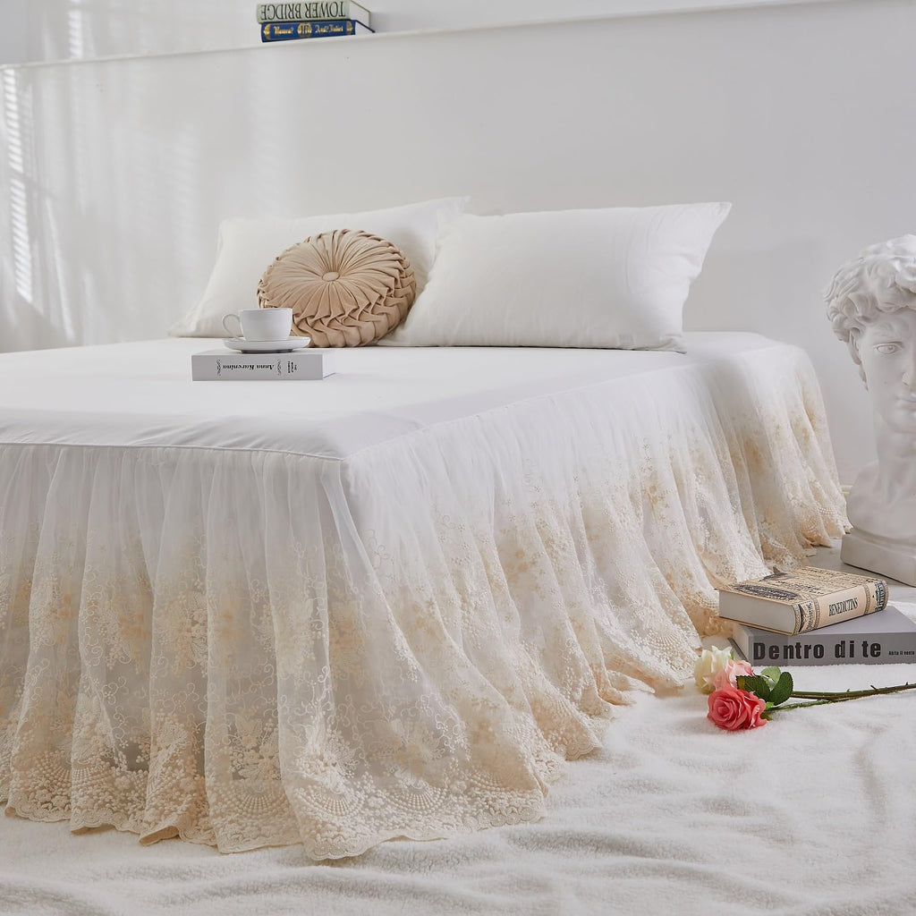 Brandream Romantic Lace Queen Bed Skirt with 18-Inch Drop