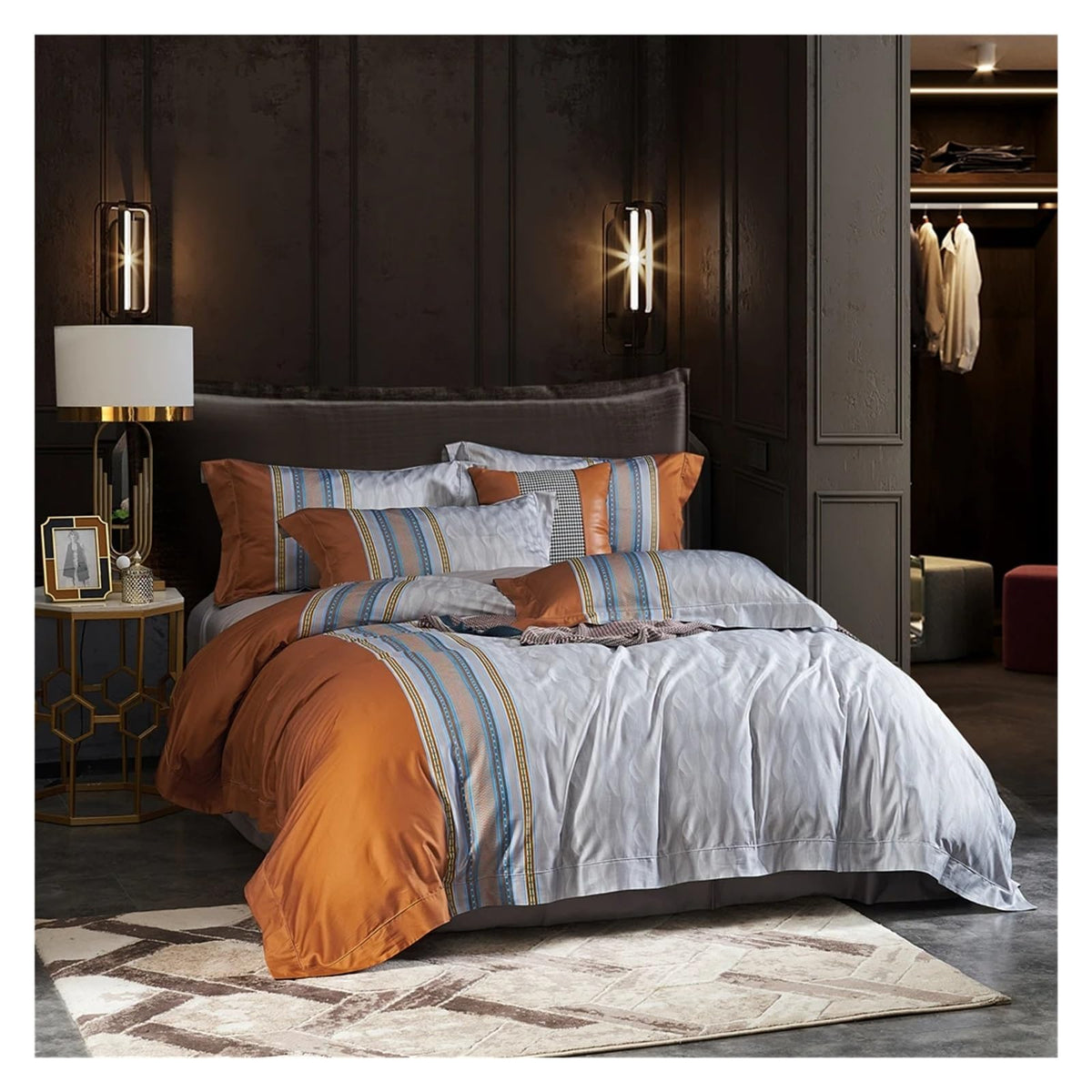 4 Pieces Bedding Sets Digital Printing Bed Sheets Pillowcase Duvet Cover Queen King Size (12 King)