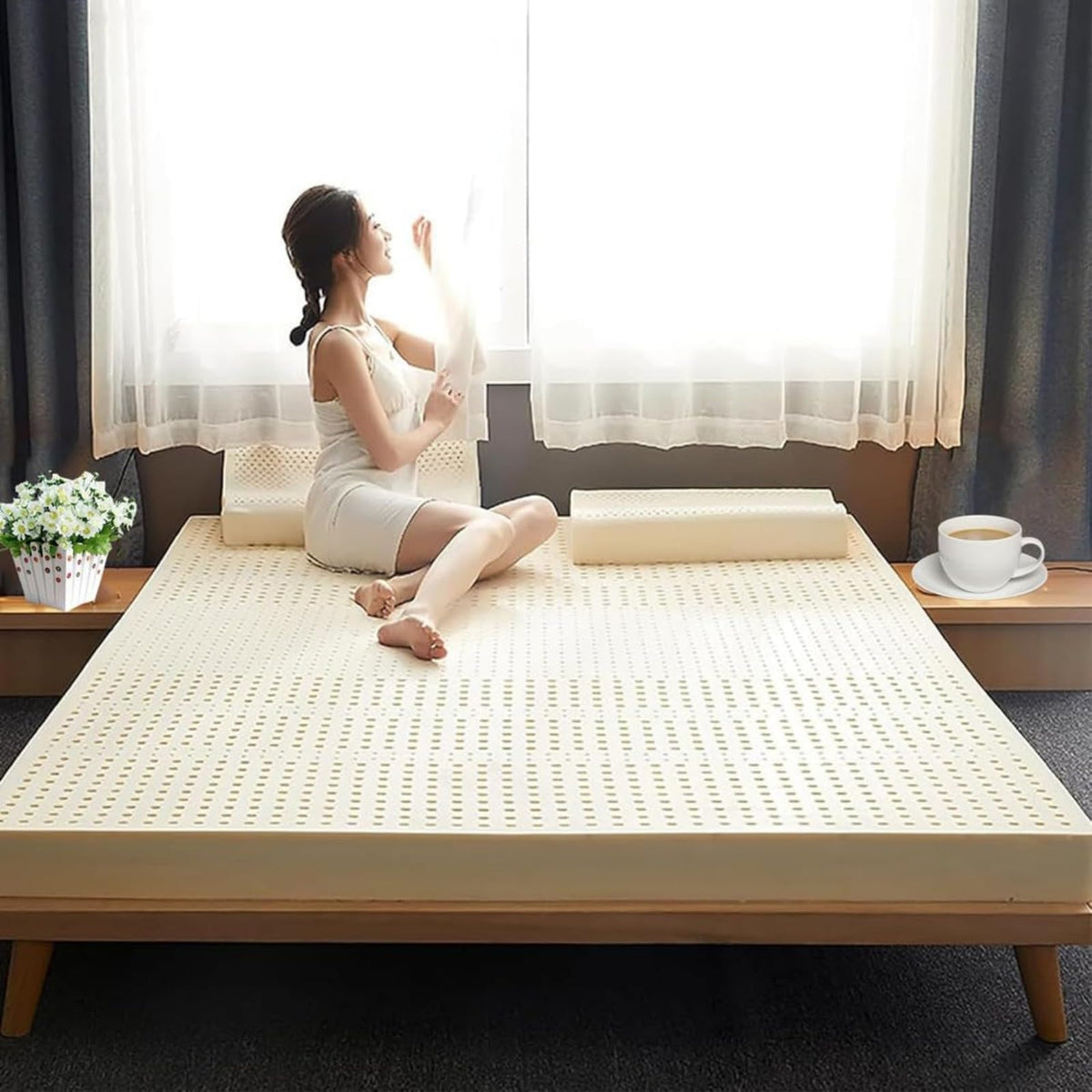 Natural Latex Breathable Pressure Relief Mattress Topper