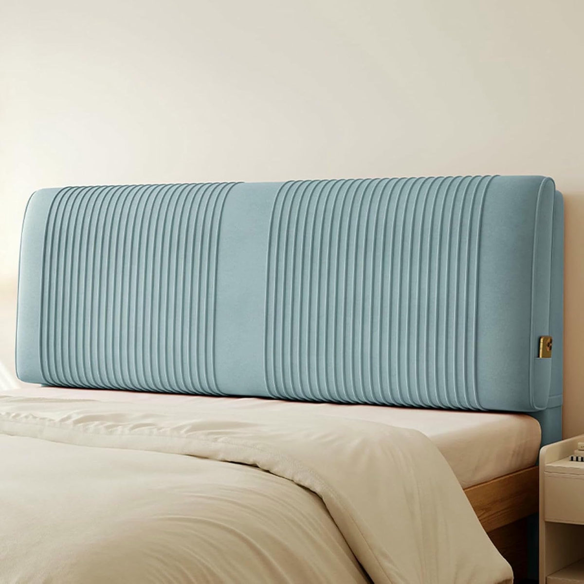 XFYGQTOM Gray Upholstered Headboard Reading Pillow with Straps