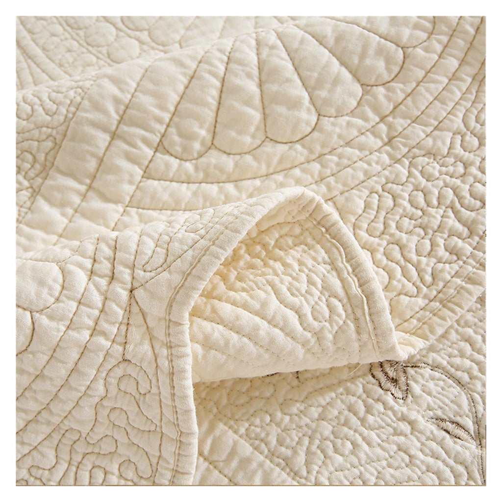 Bedding Scandinavian Quilt Three-Piece Embroidered Bedspread Linen Quilted Blanket European Coverlet Plaid Lining bedspreads