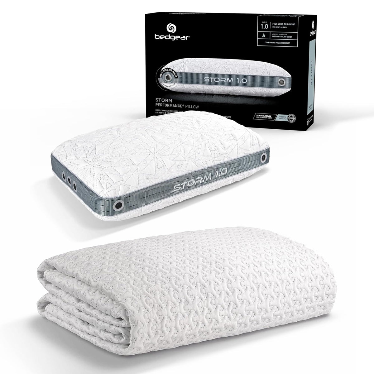 Bedgear Storm Cooling Pillow & Queen Mattress Protector Bundle