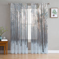 Snow Scene Sheer Voile Curtain Panels for Living Room