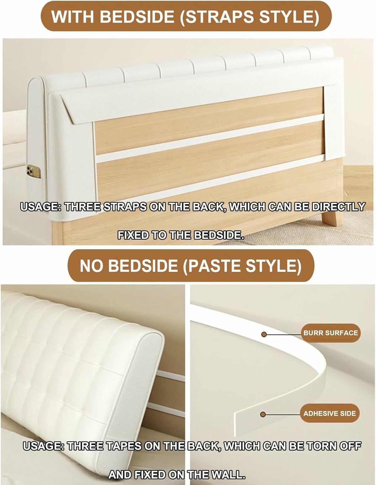 XFYGQTOM Large Upholstered Headboard Reading Wedge Pillow