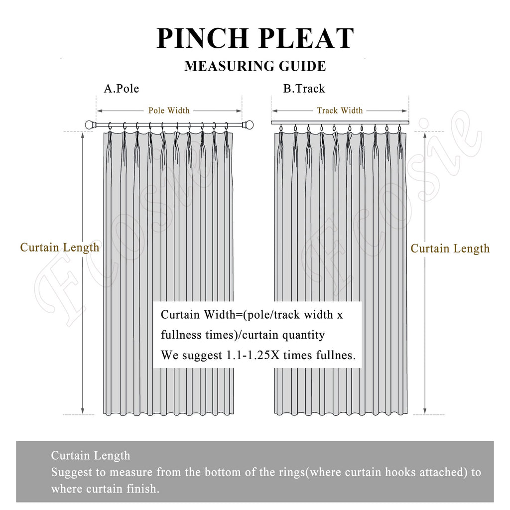 Fcosie Extra Wide Pinch Pleat Linen Blackout Curtains
