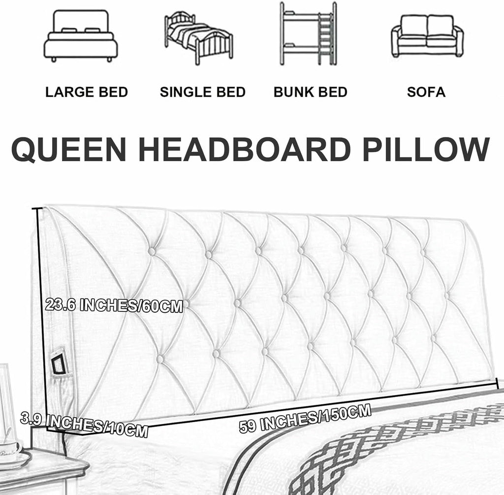 XFYGQTOM Blue Upholstered Headboard Cushion 61x23x4In