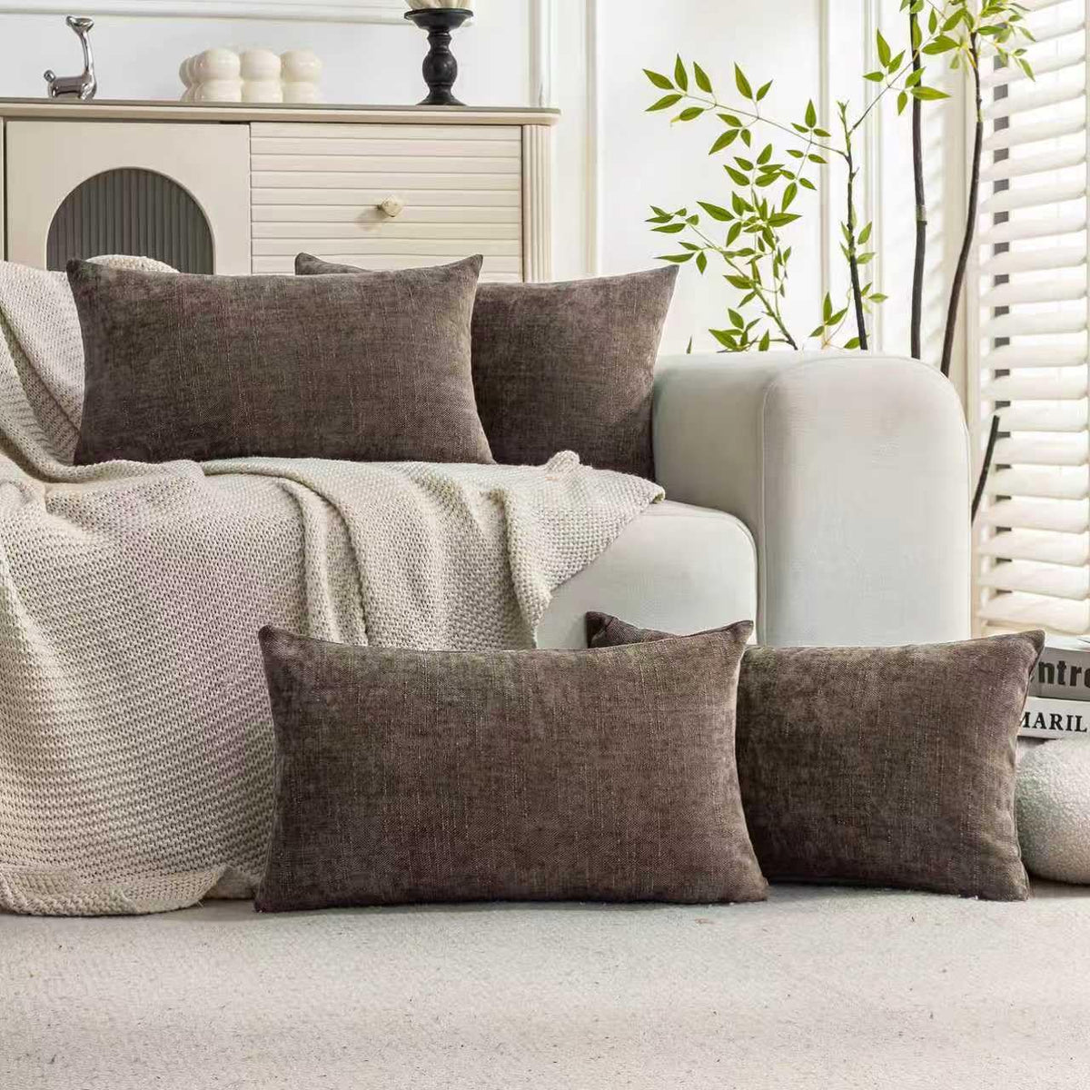 Cozoomy Set of 4 Textured 18x18 Throw Pillow Covers