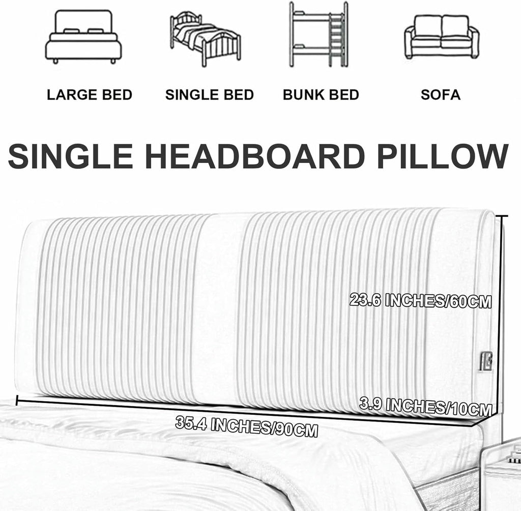 XFYGQTOM Gray Upholstered Headboard Reading Pillow with Straps