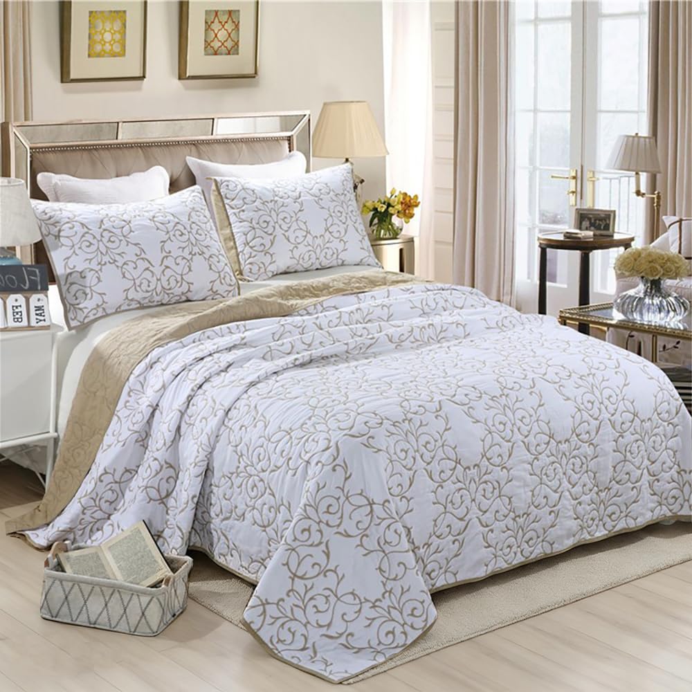 Sanracie 100% Cotton Floral Quilted Bedspread