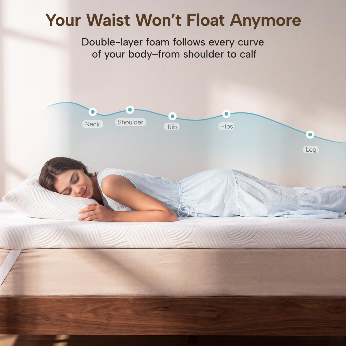 JSELF 3-Inch Cooling Gel Memory Foam Mattress Topper
