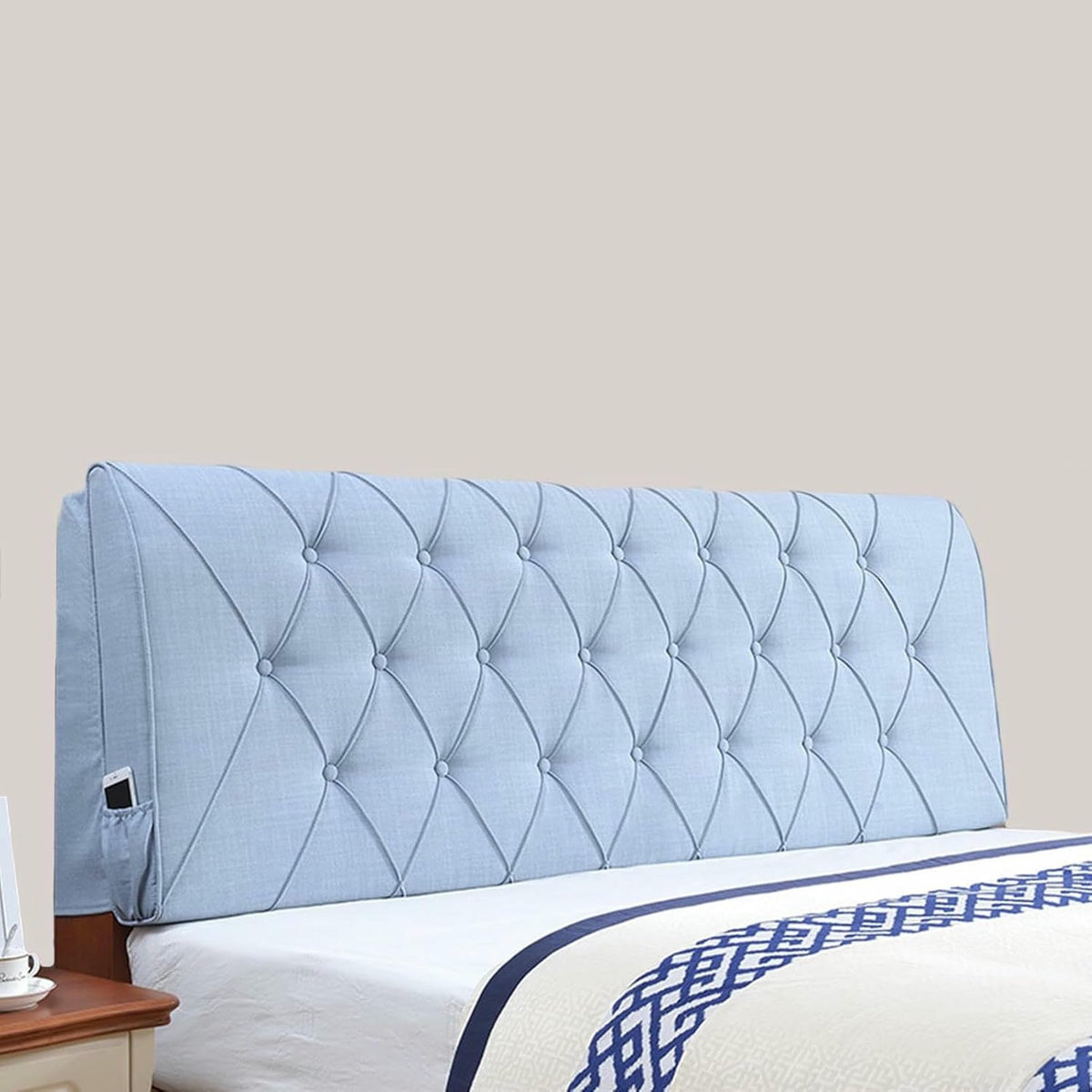 XFYGQTOM Blue Upholstered Headboard Cushion 61x23x4In