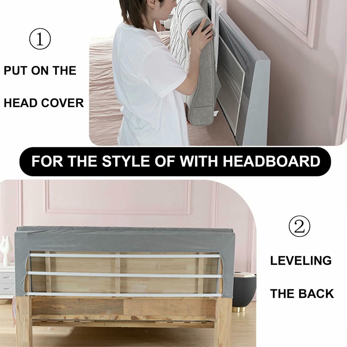 XFYGQTOM Pink Upholstered Headboard Reading Wedge Pillow