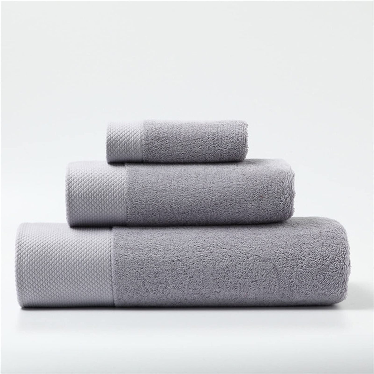 3-Piece Soft Cotton Bath, Hand & Face Towel Set - Gray