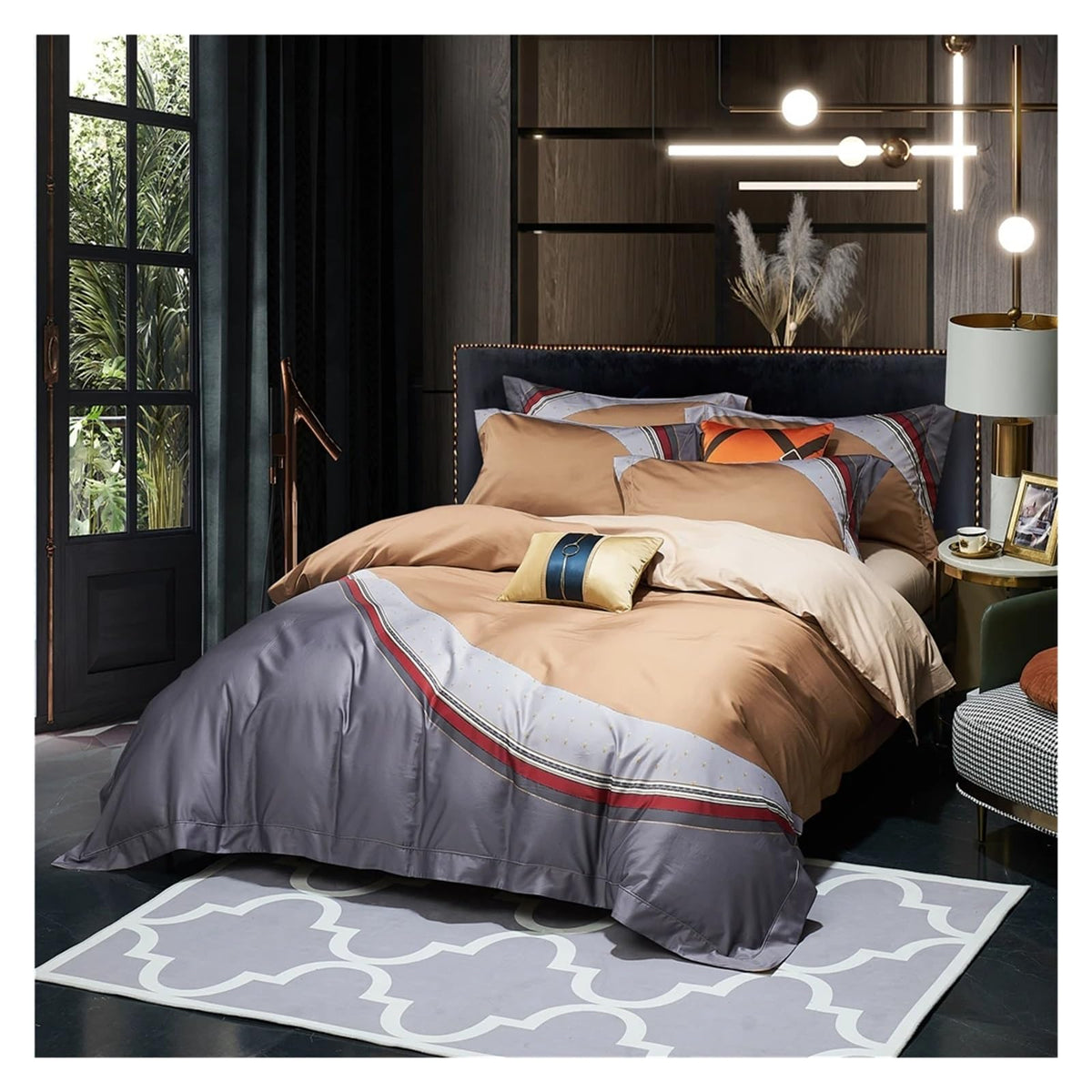 4 Pieces Bedding Sets Digital Printing Bed Sheets Pillowcase Duvet Cover Queen King Size (13 King)
