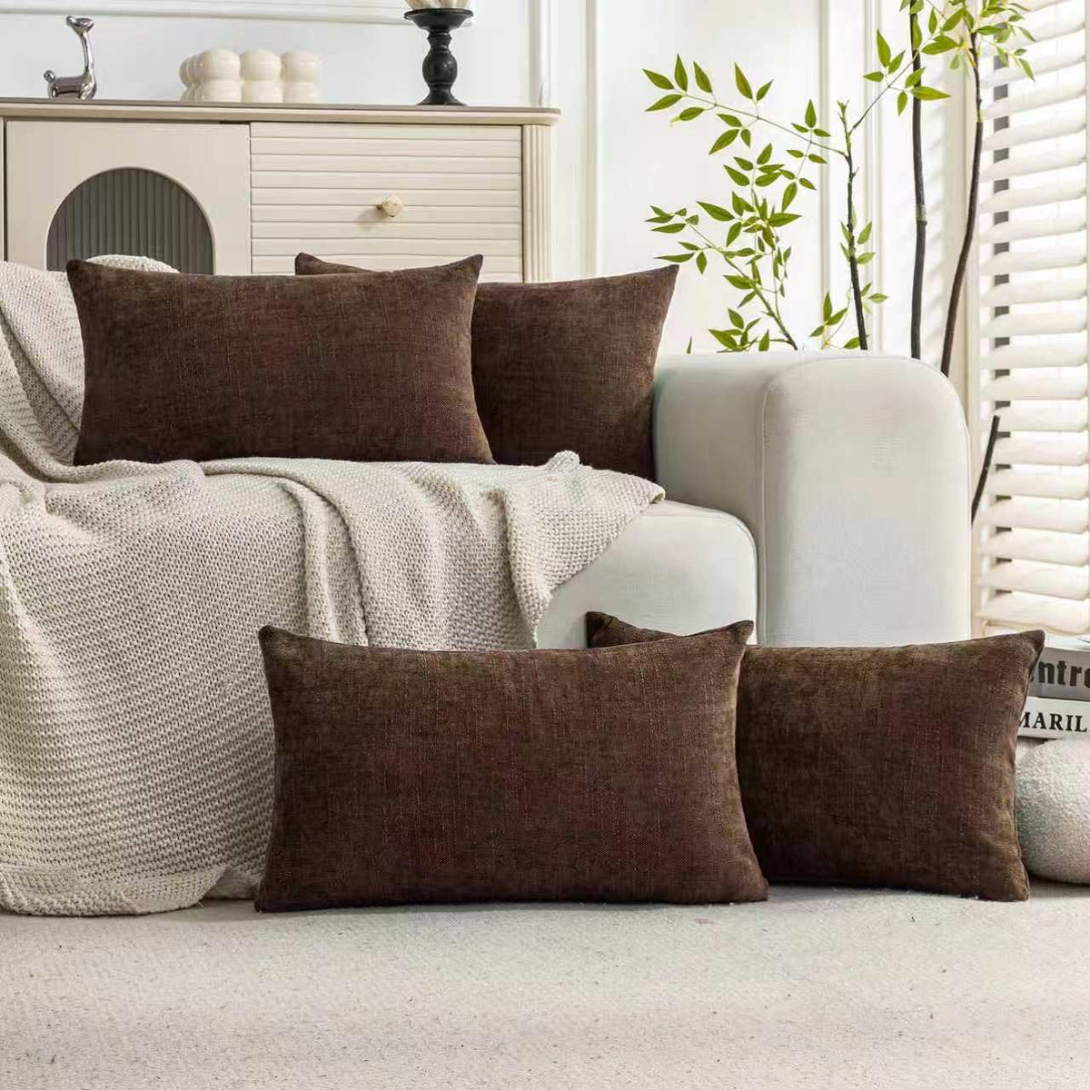 Cozoomy Set of 4 Textured 18x18 Throw Pillow Covers