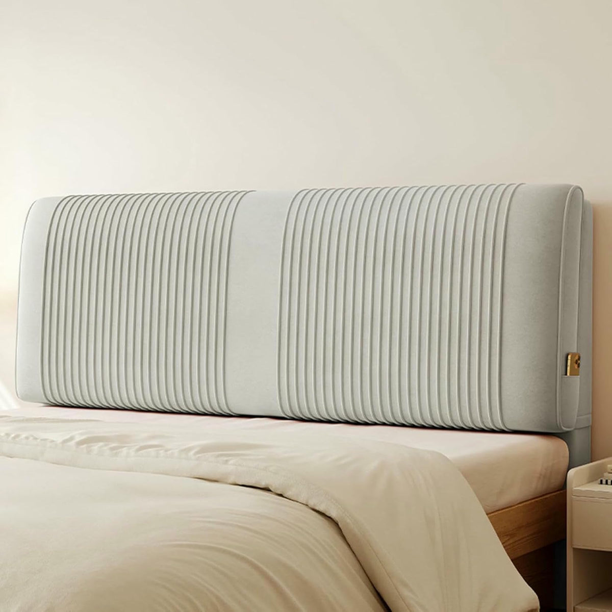 XFYGQTOM Gray Upholstered Headboard Reading Pillow with Straps