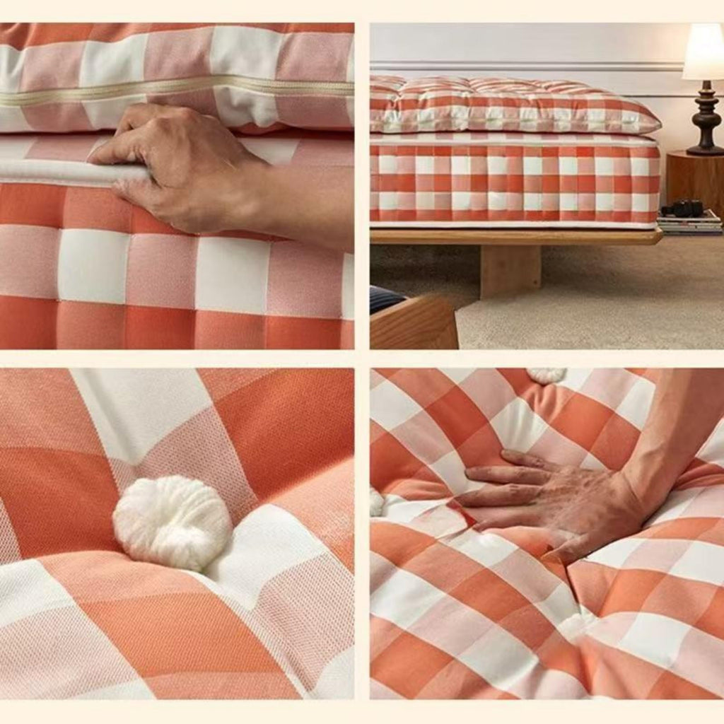 Soft Plaid Cooling Breathable Queen Mattress Pad