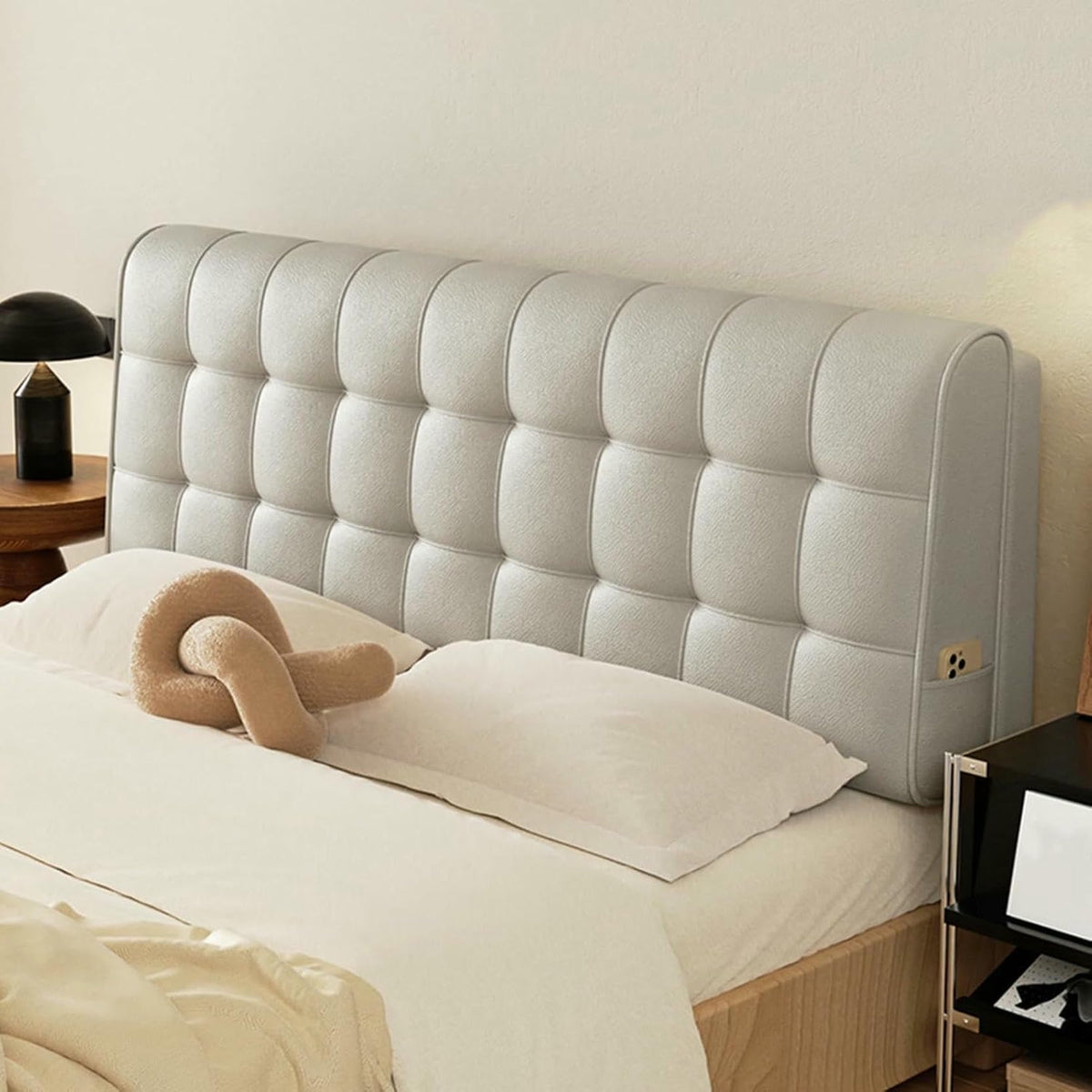 XFYGQTOM Large Upholstered Headboard Reading Wedge Pillow