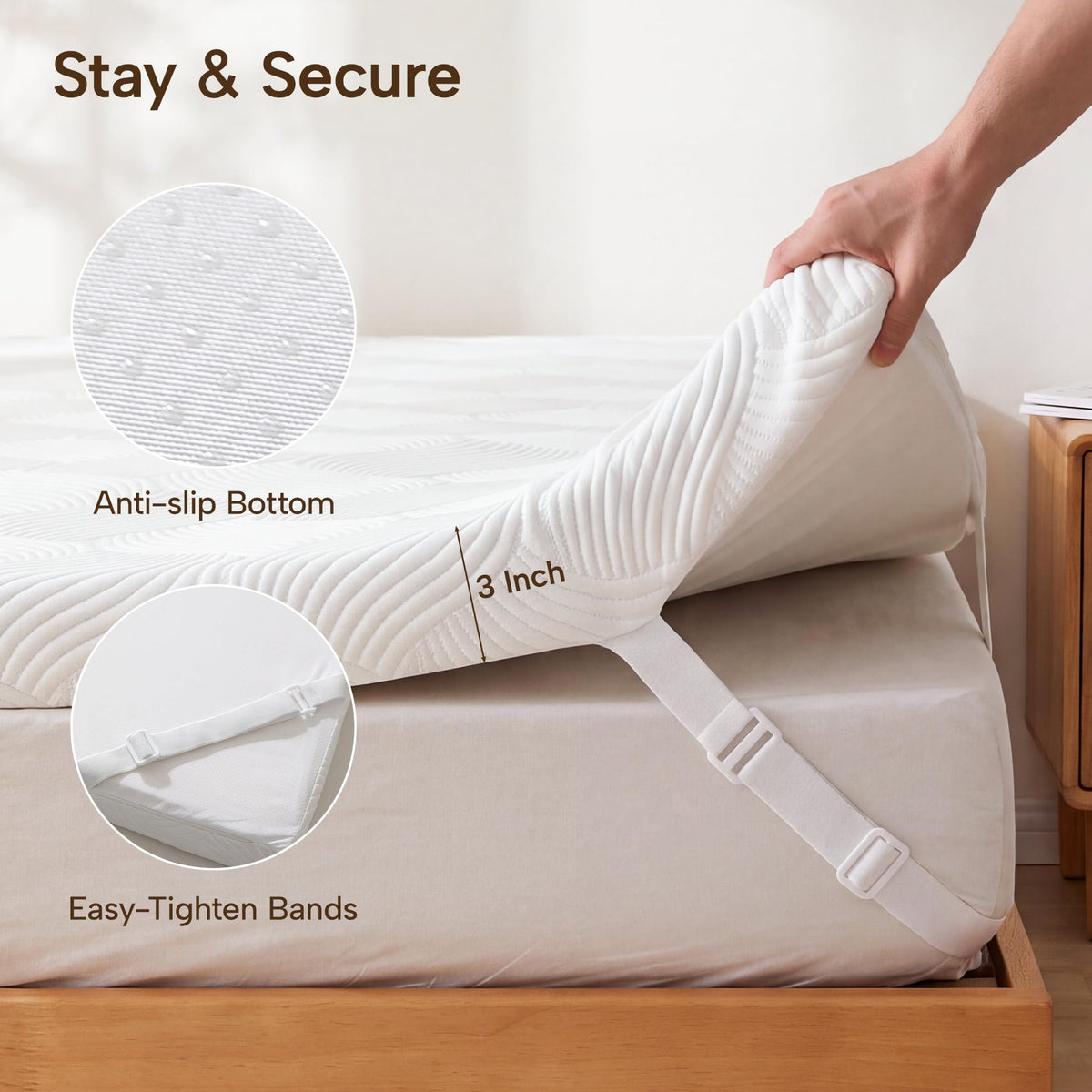 JSELF 3-Inch Luxury Cooling Gel Memory Foam Mattress Topper