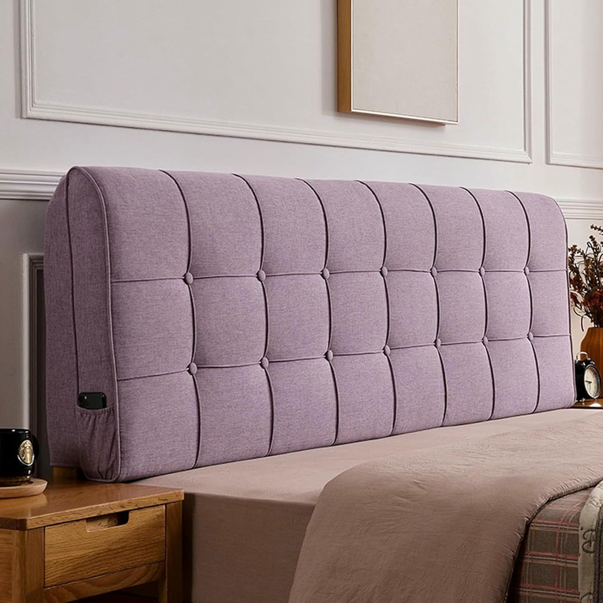 XFYGQTOM Pink Upholstered Headboard Reading Wedge Pillow